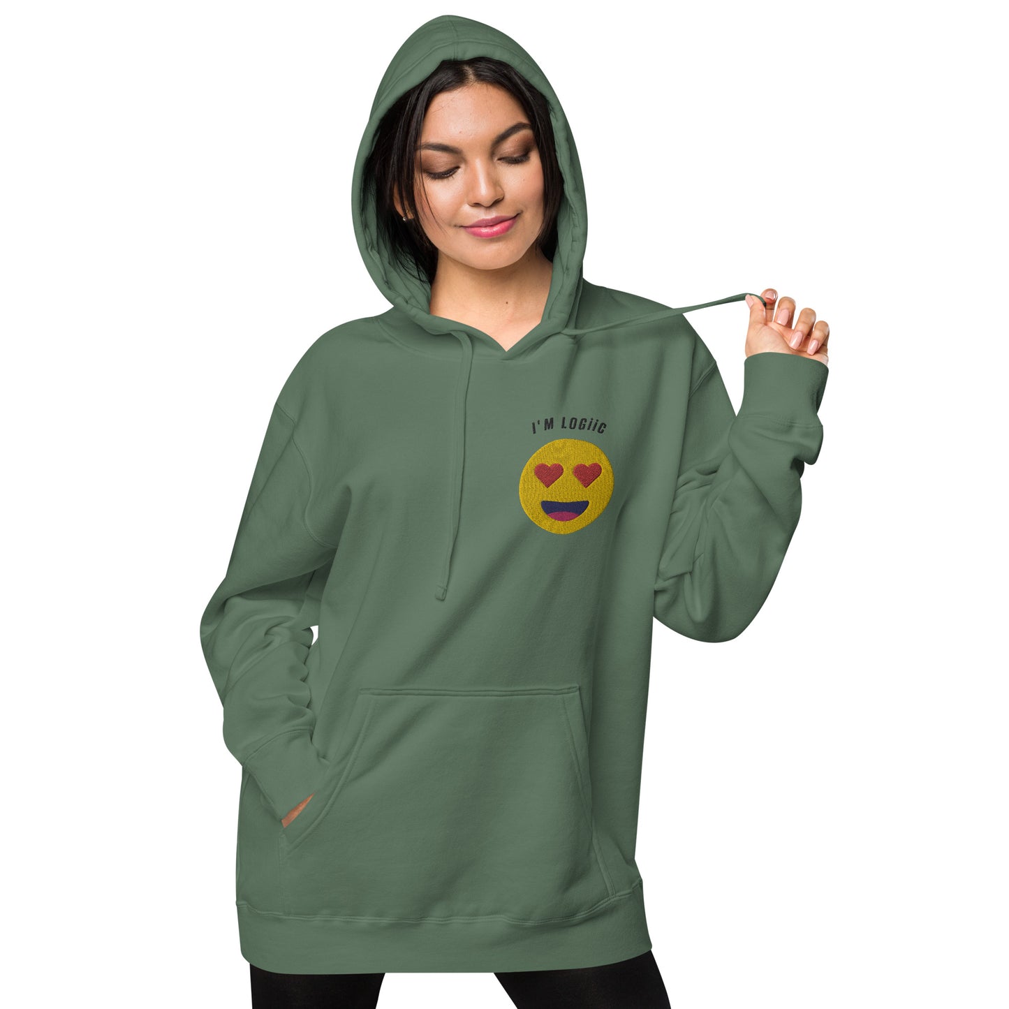 Heart Eye Emoji Unisex pigment-dyed hoodie