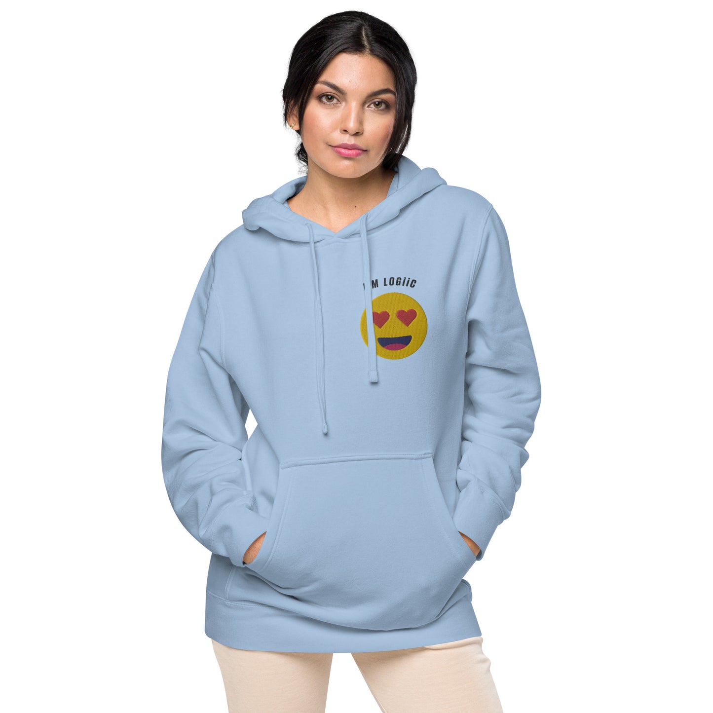 Heart Eye Emoji Unisex pigment-dyed hoodie