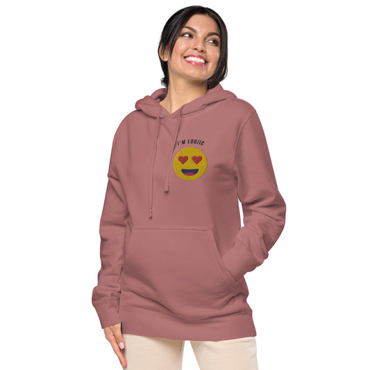 Heart Eye Emoji Unisex pigment-dyed hoodie