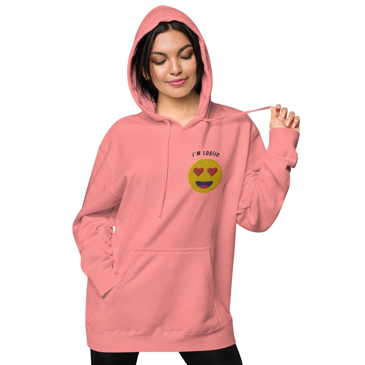 Heart Eye Emoji Unisex pigment-dyed hoodie