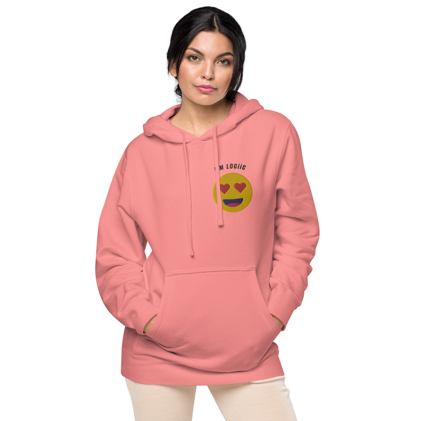 Heart Eye Emoji Unisex pigment-dyed hoodie