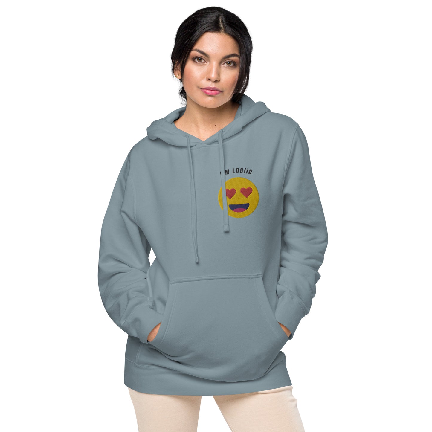 Heart Eye Emoji Unisex pigment-dyed hoodie