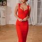 Harper V Shaped Bandage Dress - Red / XS
