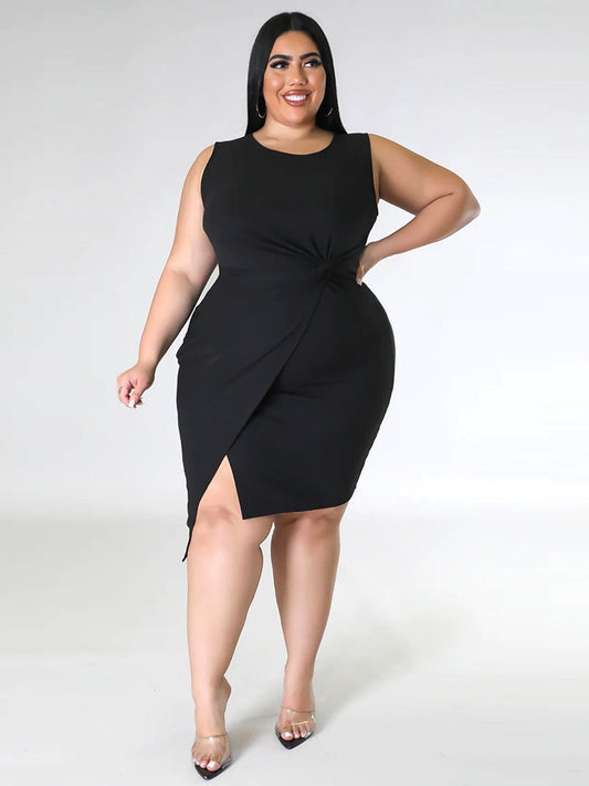 Gina Slit Bodycon Dress - Black / XL