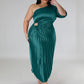 Marlo Pleated Dress - Green / XL