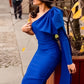 Mona Bow Sleeve Bandage Dress - Blue / XS