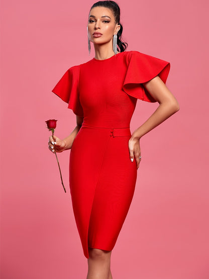 Stella Red Bandage Dress - Red / XS