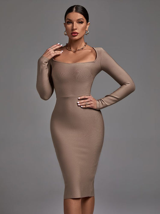 Camila Khaki Bandage Dress