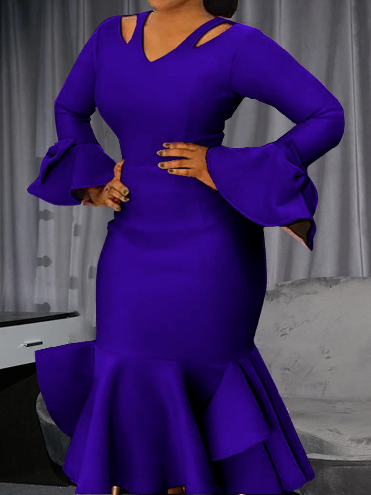 Keena Ruffle Dress - Blue / S