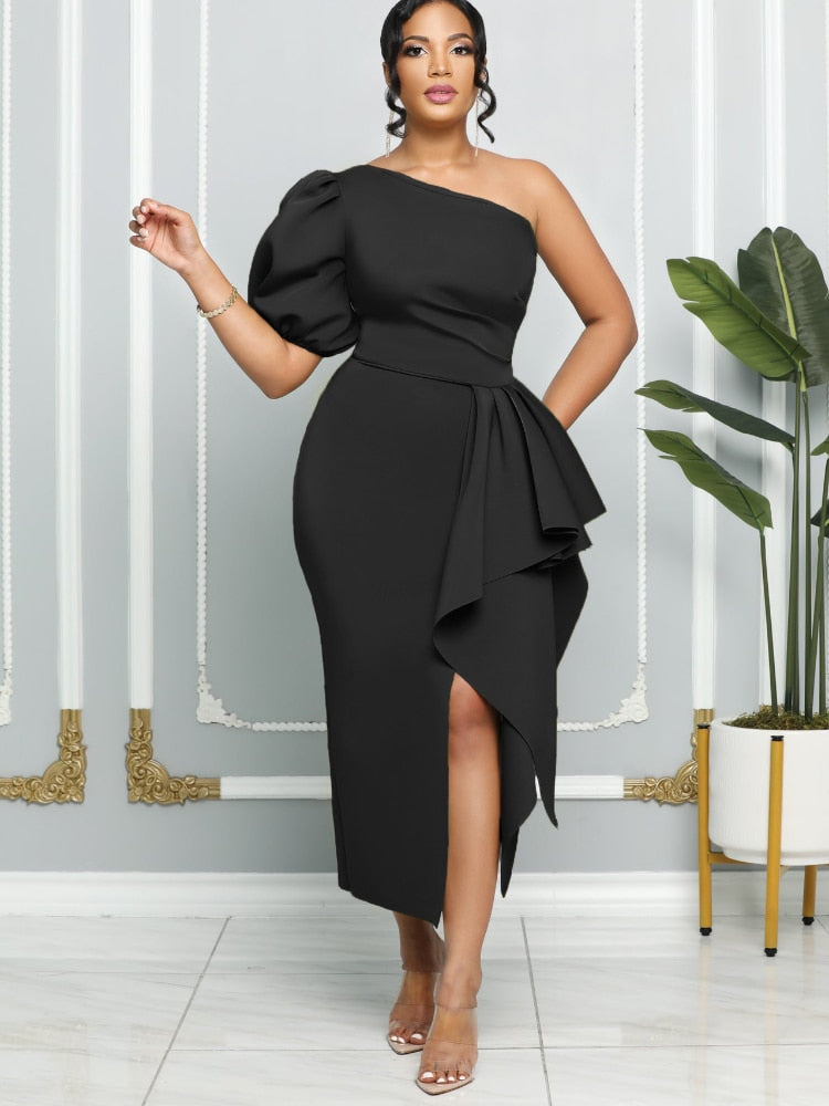 Martina One Shoulder Dress - Black / S