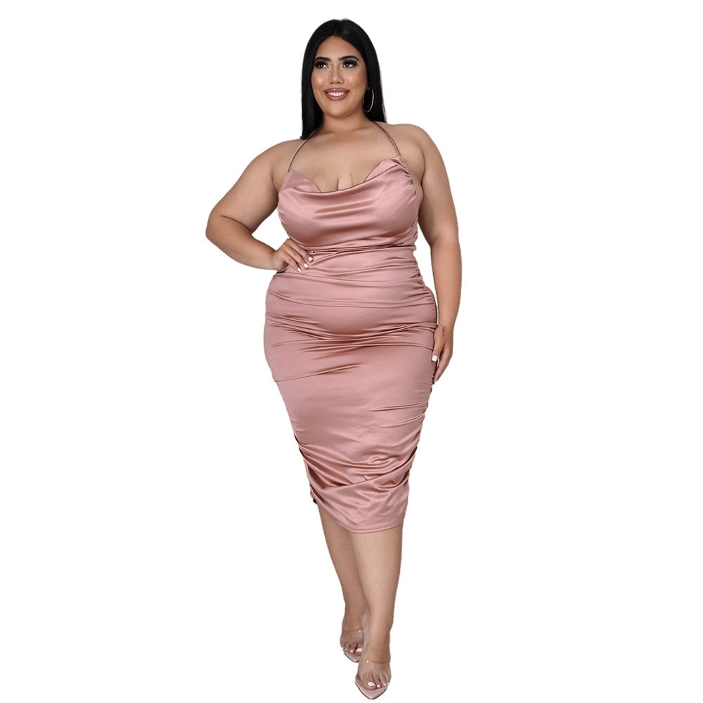 Dianna Plus Size Halter Dress - Pink / XL - Dresses Dresses