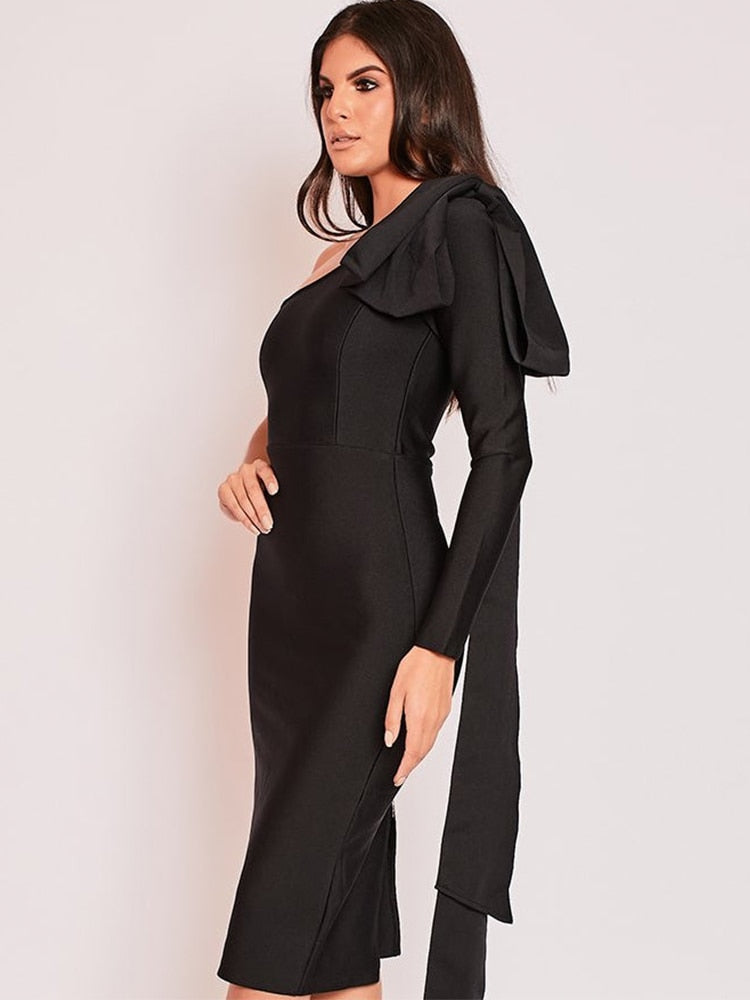 Mona Bow Sleeve Bandage Dress - Black / XS
