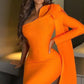 Mona Bow Sleeve Bandage Dress - Orange / XS
