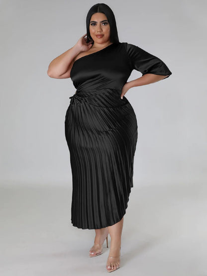 Marlo Pleated Dress - Black / XL