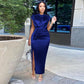 Madame Sonia Slit Dress - Blue / S - Dresses Dresses