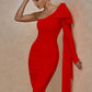 Mona Bow Sleeve Bandage Dress - Red / XS