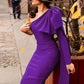 Mona Bow Sleeve Bandage Dress - Purple / XS