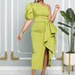 Martina One Shoulder Dress - Green / S