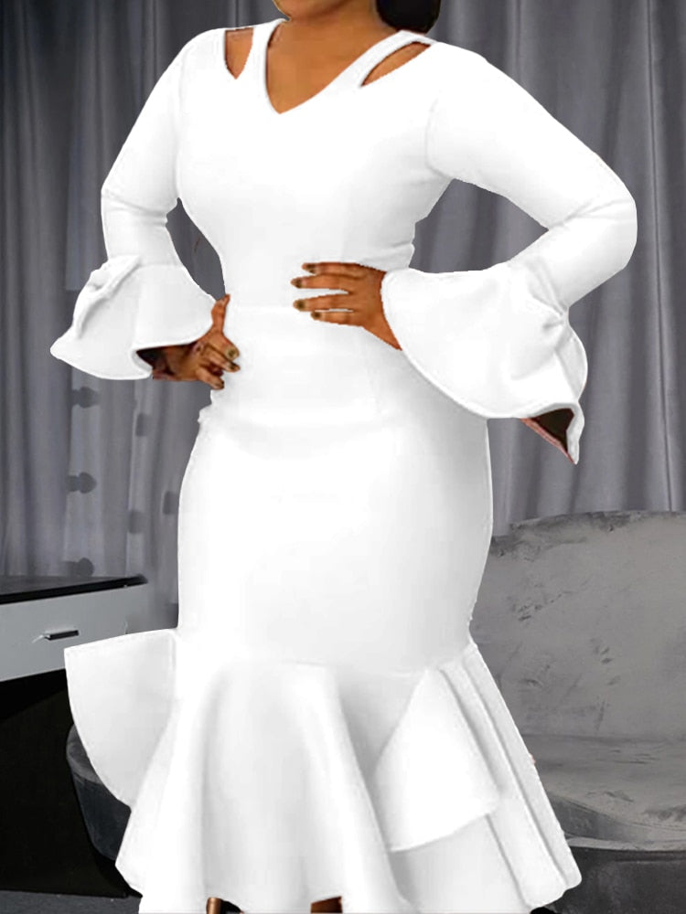 Keena Ruffle Dress - White / S
