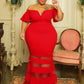 Arleen Mesh Tail Dress - Red / XL