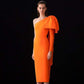 One Shoulder Bow Bandage Dress - dresses