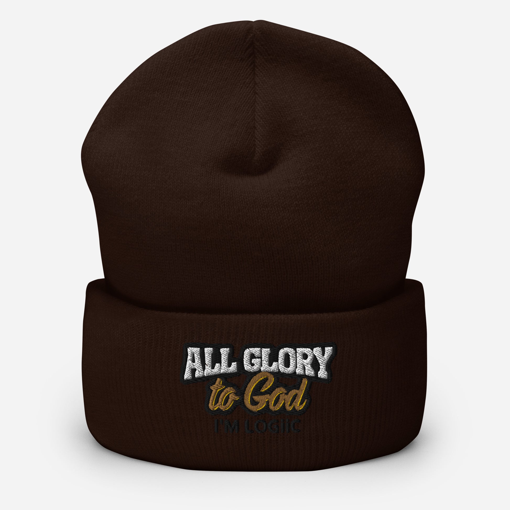 Glory to God Cuffed Beanie - Brown