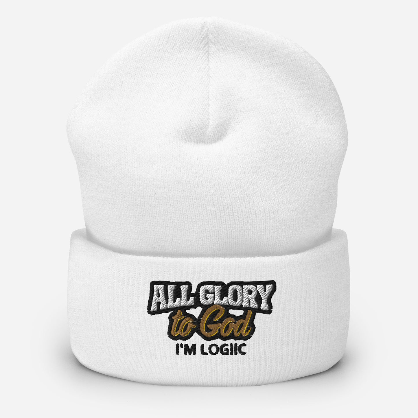 Glory to God Cuffed Beanie - White