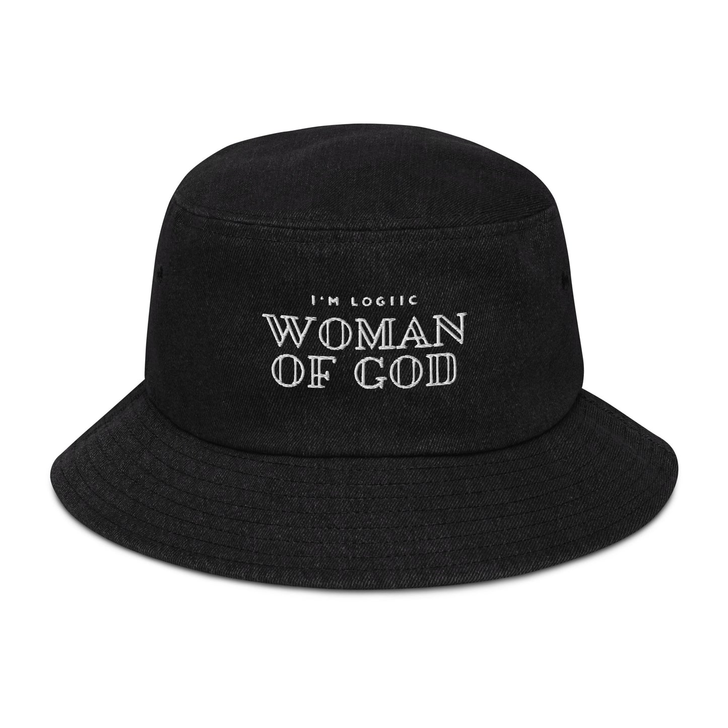 Woman of God Embroidered Denim bucket hat - Hats