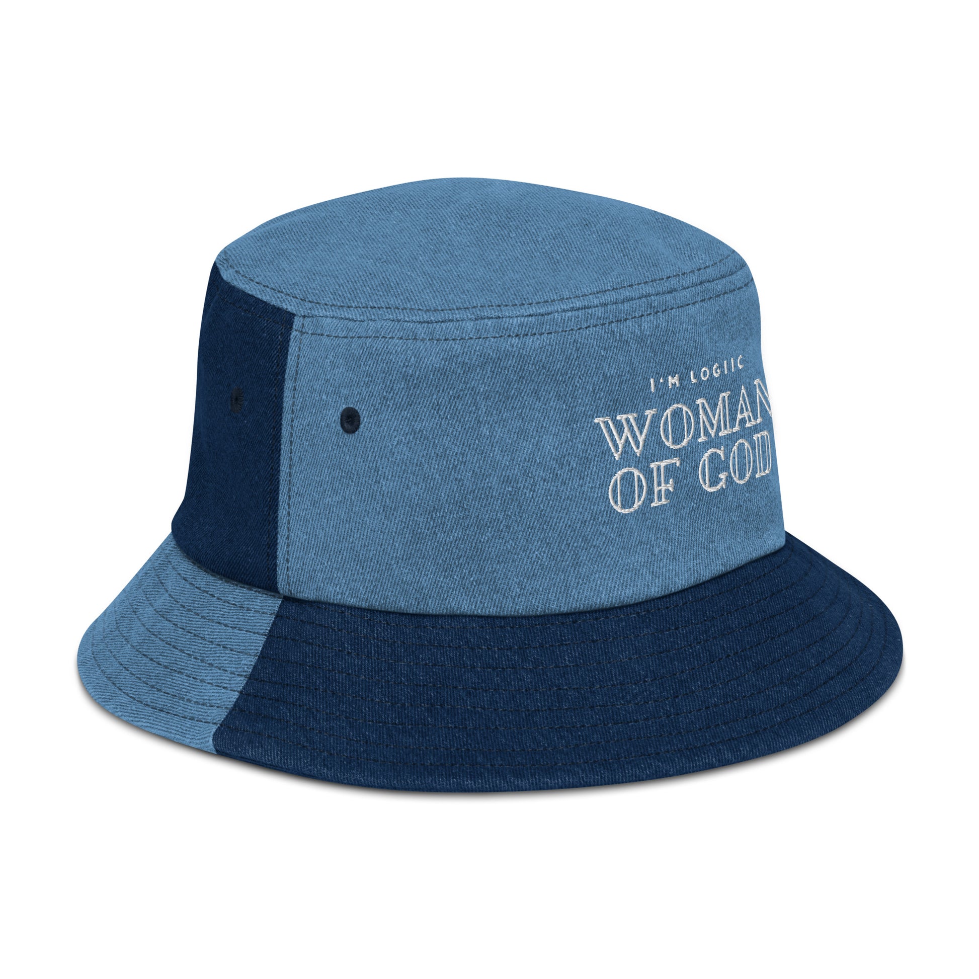 Woman of God Embroidered Denim bucket hat - Hats