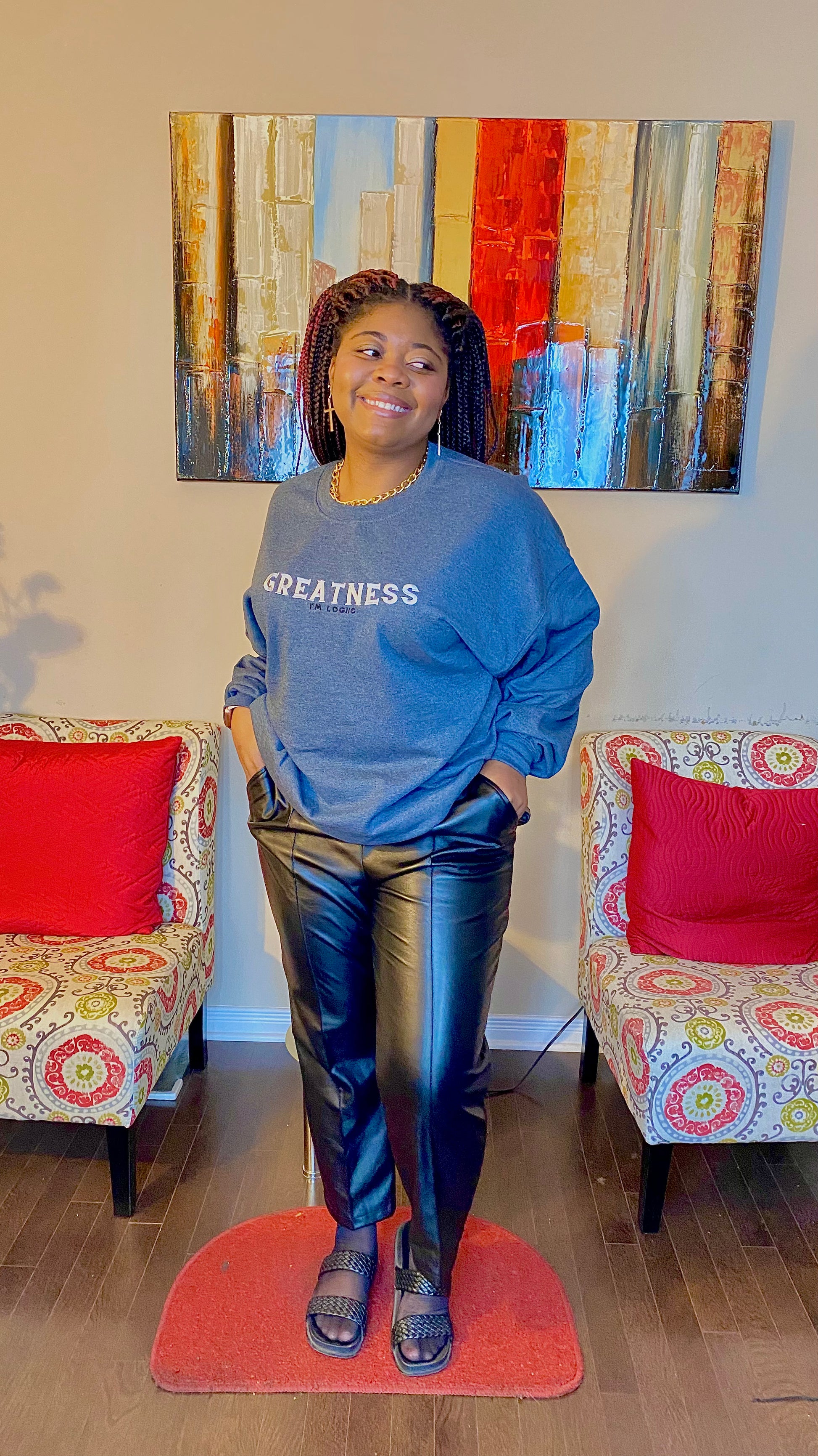 Greatness Embroidered Crew Neck - Shirts & Tops
