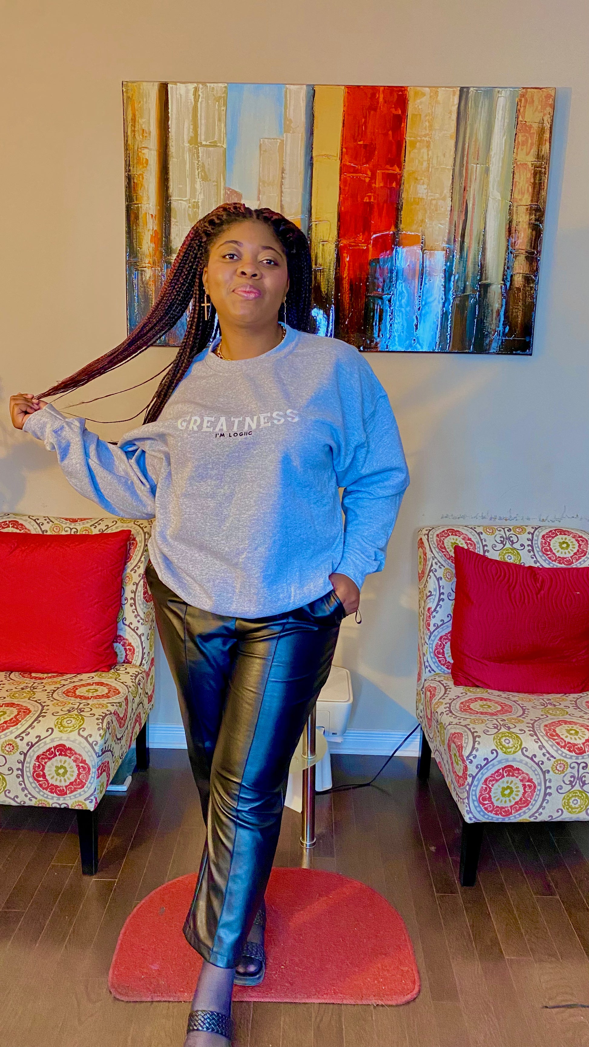 Greatness Embroidered Crew Neck - Shirts & Tops