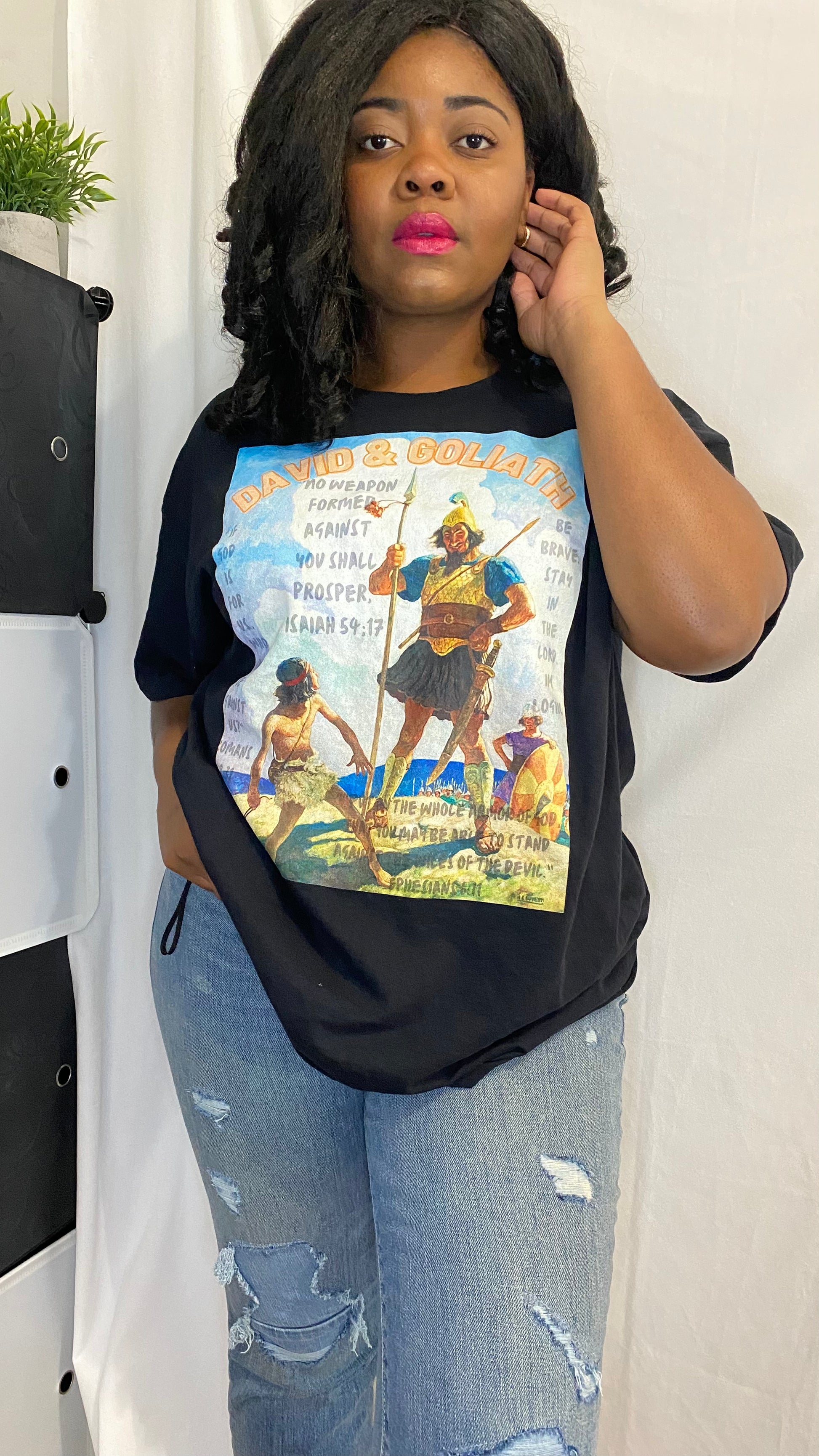 David & Goliath T-shirt - Black / S - Shirts & Tops