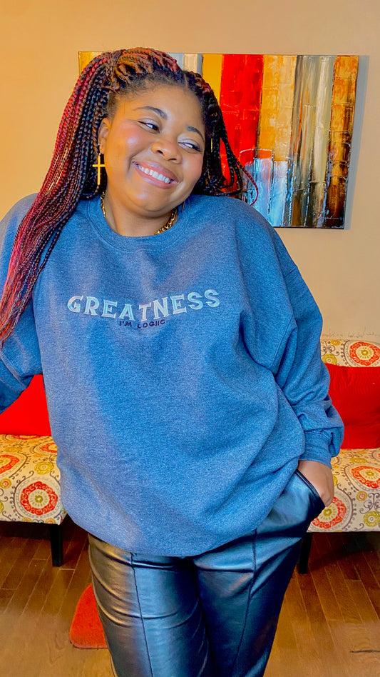 Greatness Embroidered Crew Neck - S / DARK GREY - Shirts &