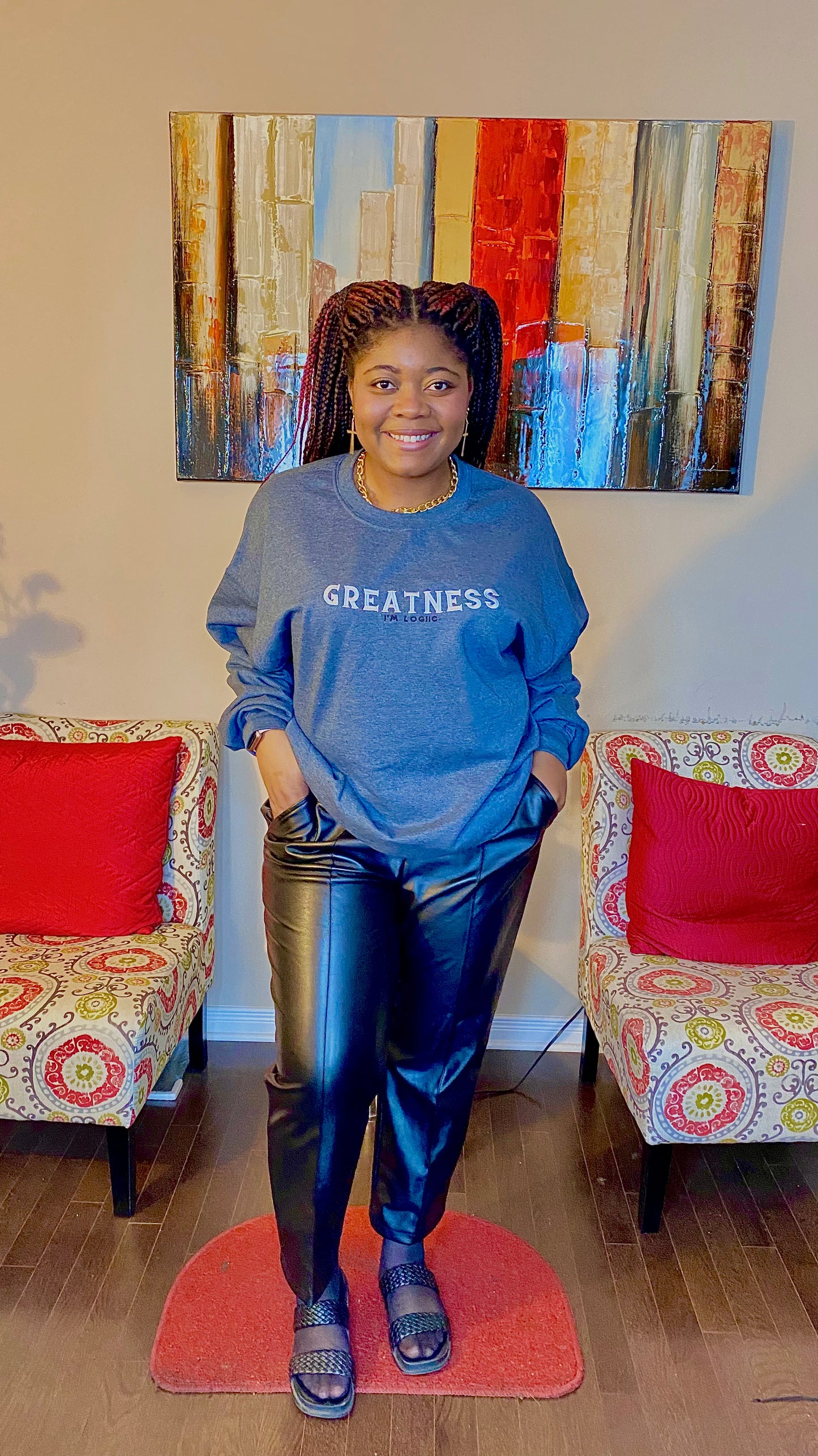 Greatness Embroidered Crew Neck - Shirts & Tops