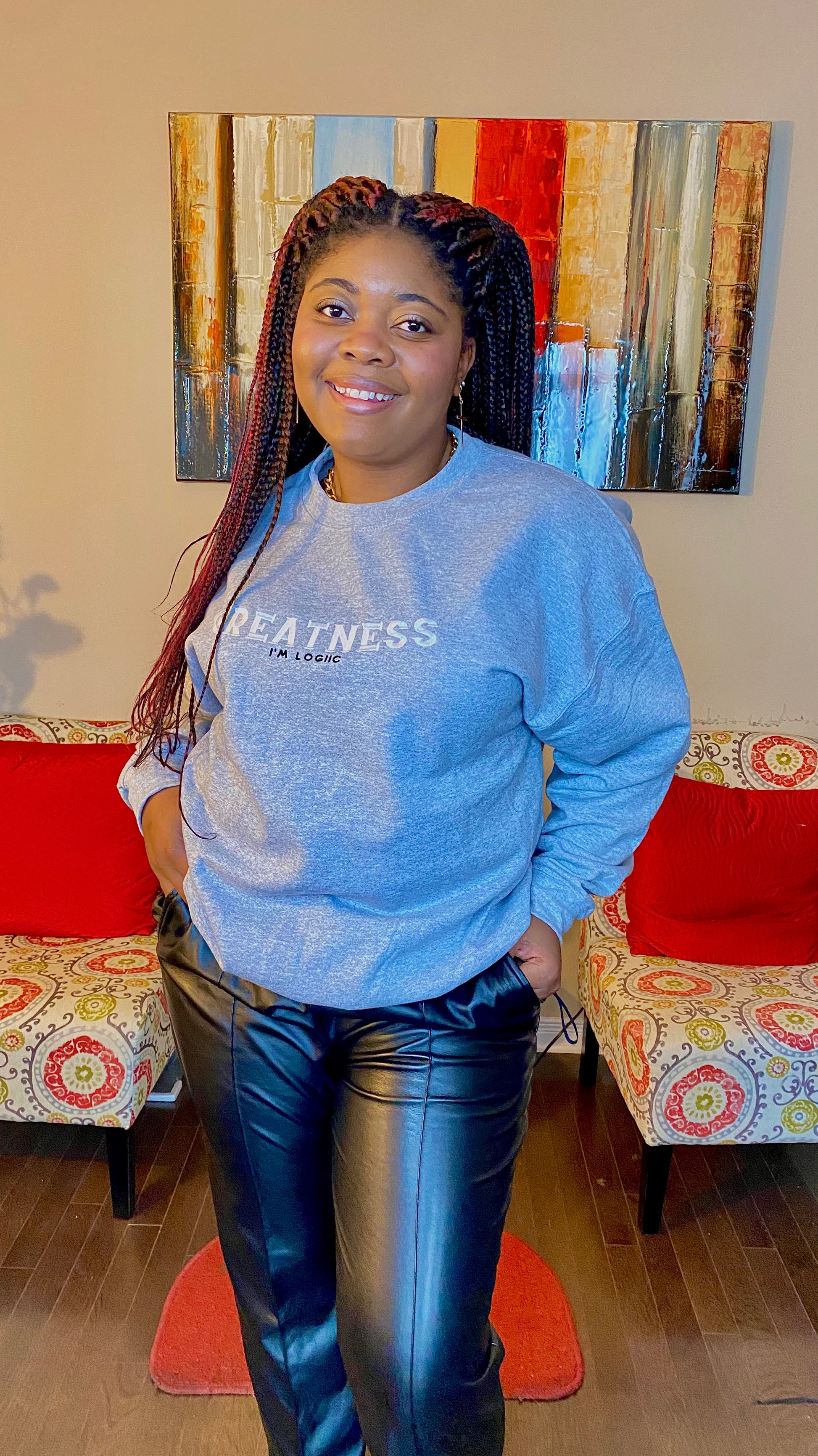 Greatness Embroidered Crew Neck - Shirts & Tops