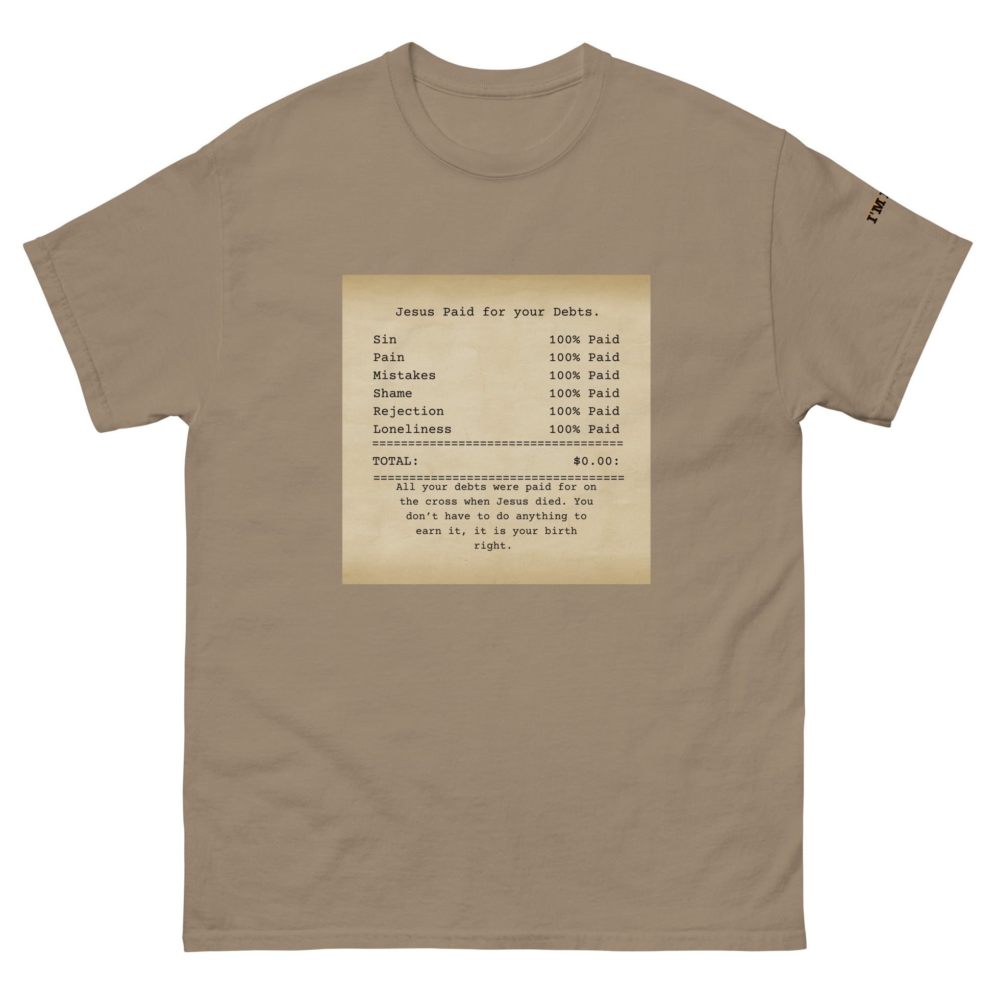 Jesus Paid classic tee - Brown Savana / S - Shirts & Tops