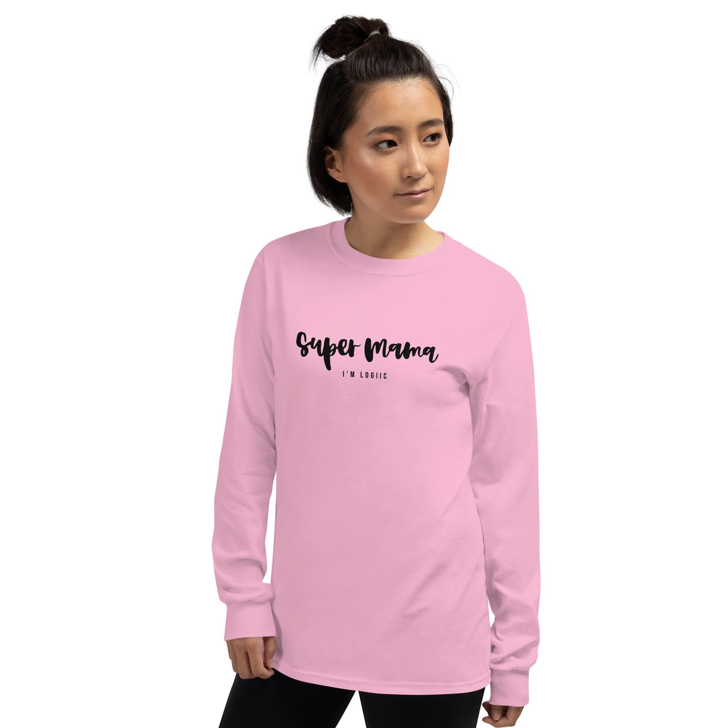 Super Mama Long Sleeve Shirt - Light Pink / S - Shirts &