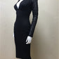 V-neck Mesh Rayon Bandage Dress - dresses