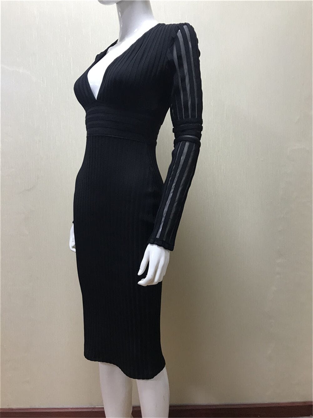 V-neck Mesh Rayon Bandage Dress - dresses