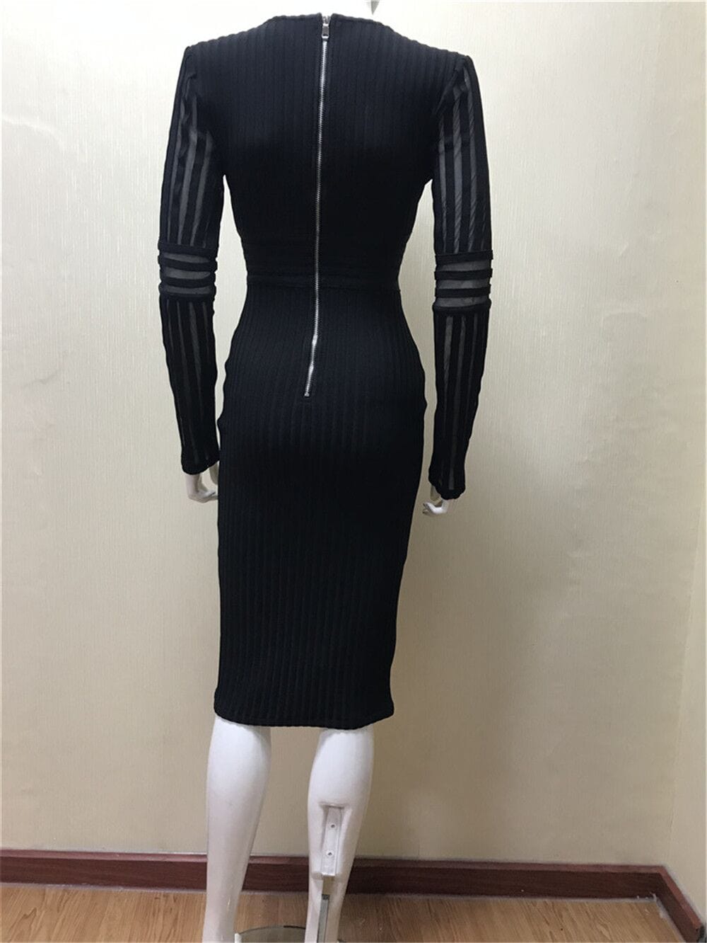 V-neck Mesh Rayon Bandage Dress - dresses