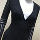 V-neck Mesh Rayon Bandage Dress - dresses