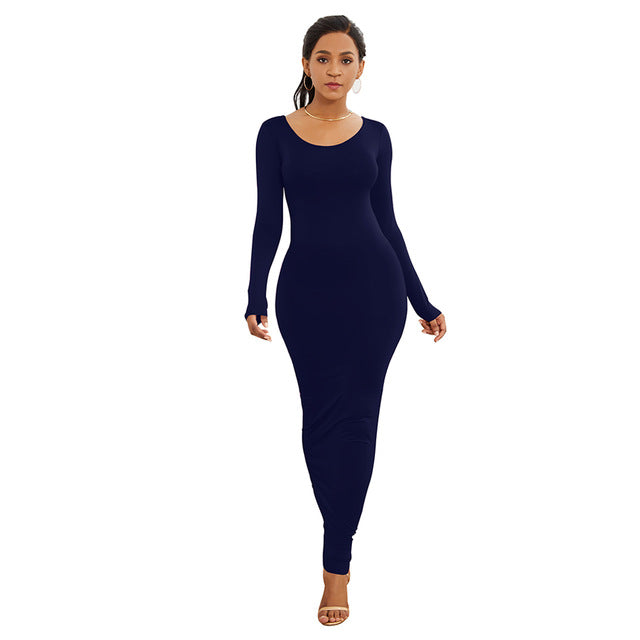 Molly Long Sleeve Dress - dark blue dress / XL - dresses