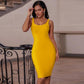 Basic Square Neck Bandage Dress - dresses