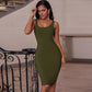 Basic Square Neck Bandage Dress - dresses