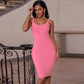 Basic Square Neck Bandage Dress - dresses