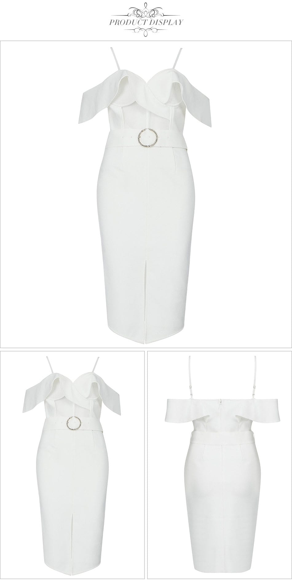 White Princess Lace Midi Bandage Dress - dresses