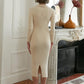 Very Thick Cream Knitted Dress - dresses Dresses