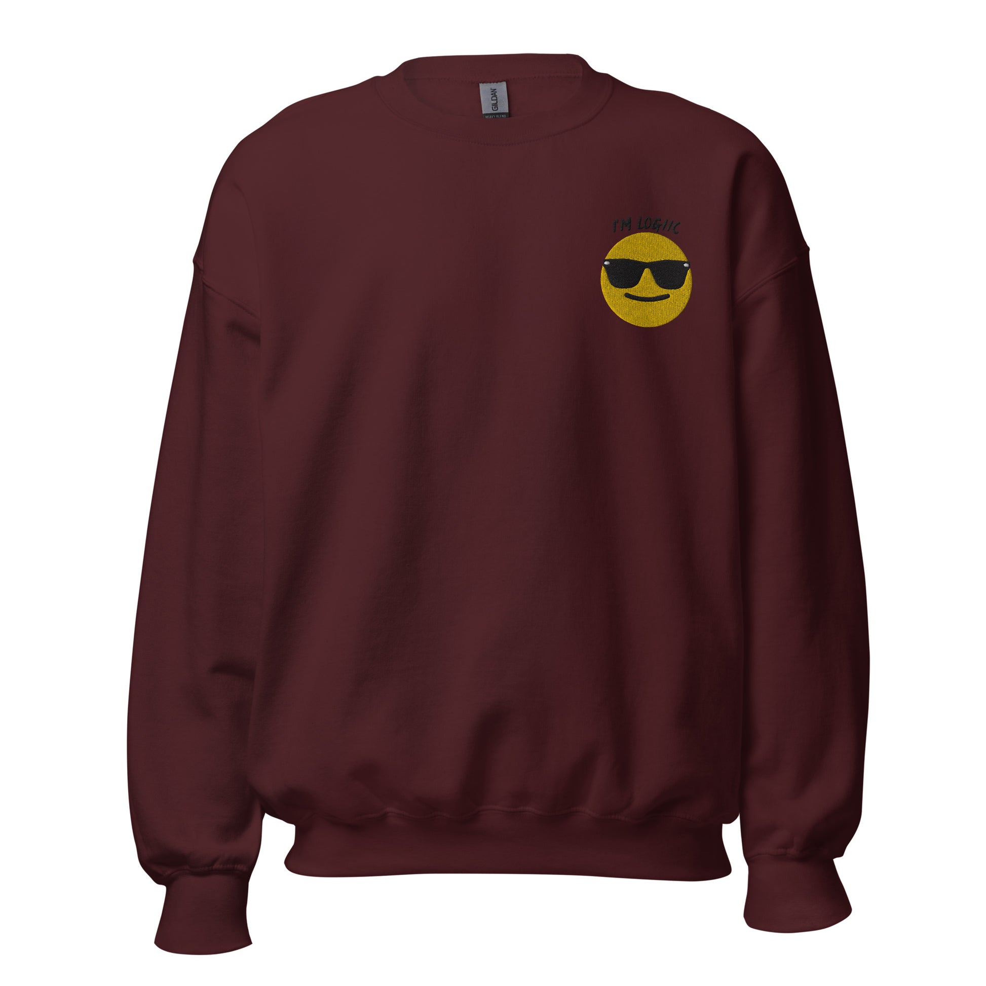 Cool Guy Emoji Unisex Sweatshirt - Maroon / S