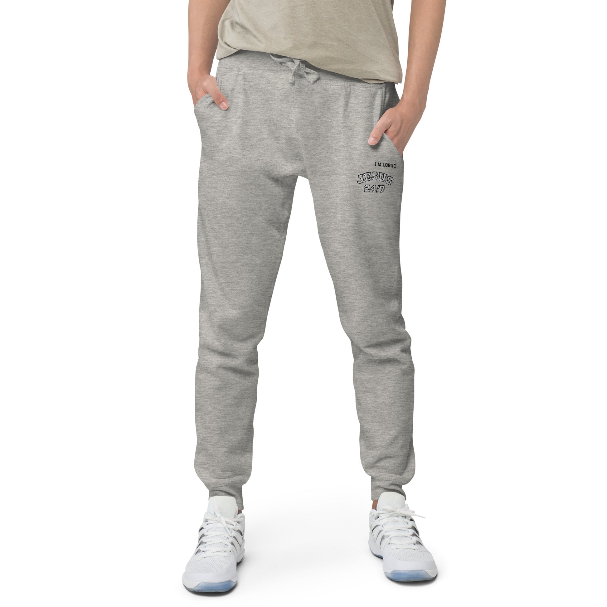 Jesus 24/7 Unisex fleece sweatpants - Carbon Grey / XS -