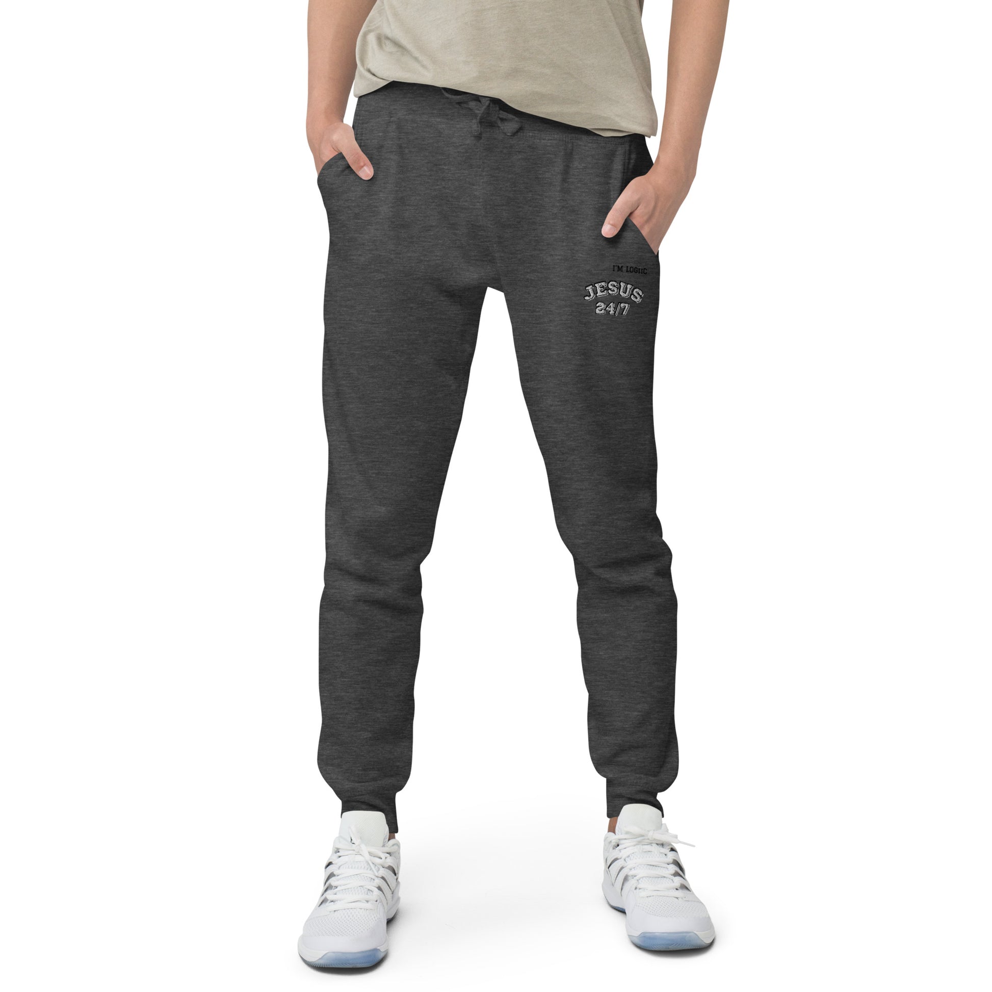 Jesus 24/7 Unisex fleece sweatpants - Charcoal Heather / XS